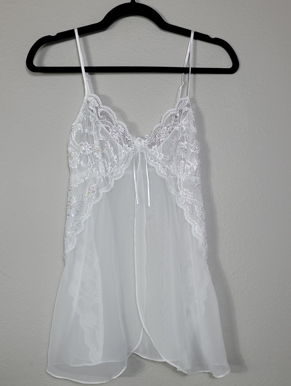 Vintage Lace Slip Chemise White Coquette Size S Bridal Coquette Fairy Sheer